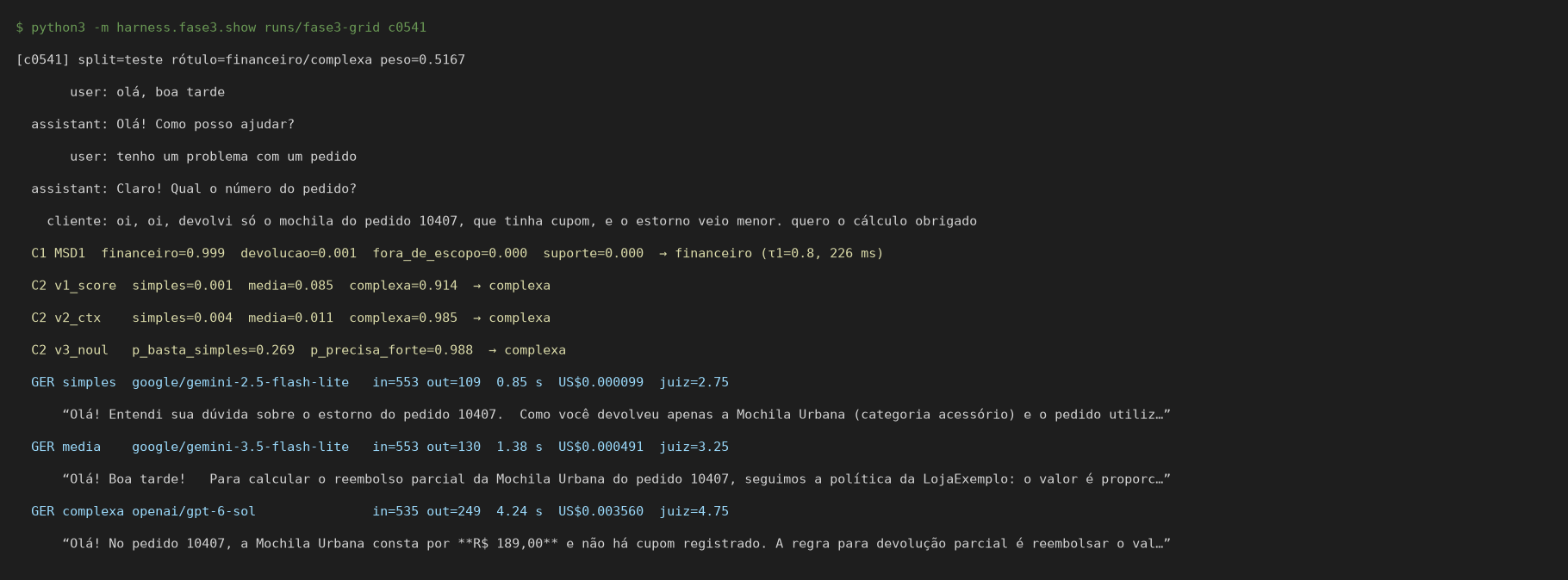 Terminal trace of conversation c0541